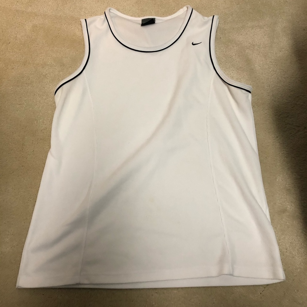 white and black nike athletic tank